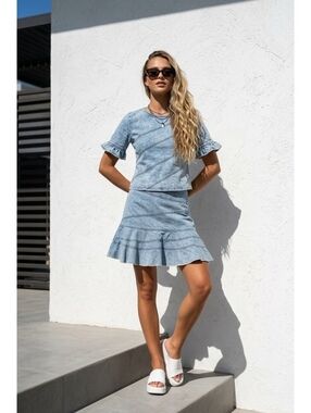Urban Outfitters Vintage A-Line Denim Skirt – Tiered Cotton Mini (XS)